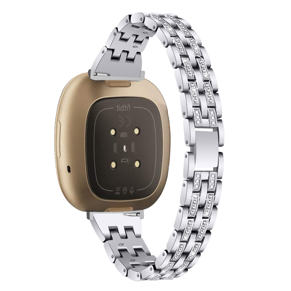 For Fitbit Versa 4 Sense 2 Zinc Alloy 2 Row Rhinestone Decor Watch Strap Replacement Wrist Band For Fitbit Versa 4 Sense 2 Zinc Alloy 2 Row Rhinestone Decor Watch Strap Replacement Wrist Band